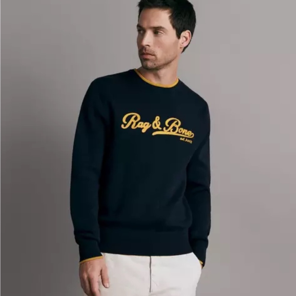Rag & bone logo sweater - navy - size m
